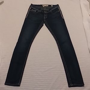 Bke Women Destress Skinny Blue Jeans